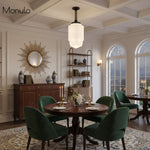 Load image into Gallery viewer, Geotower Glass Large Opal-Glass Skyscraper Pendant – Architectural Art Deco Hanging Light for Dining Room