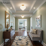 Load image into Gallery viewer, Geotower Glass Opal Art Deco Ceiling Lamp – Elegant Glass Metal Style Modern Ceiling Light for Living Room