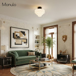 Load image into Gallery viewer, Geotower Glass Opal Art Deco Ceiling Lamp – Elegant Glass Metal Style Modern Ceiling Light for Living Room