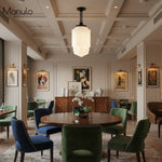 Load image into Gallery viewer, Geotower Glass Large Opal-Glass Skyscraper Pendant – Architectural Art Deco Hanging Light for Dining Room