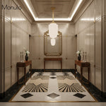 Load image into Gallery viewer, Geotower Glass Large Opal-Glass Skyscraper Pendant – Architectural Art Deco Hanging Light for Dining Room