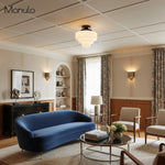 Load image into Gallery viewer, Geotower Glass Opal Art Deco Ceiling Lamp – Elegant Glass Metal Style Modern Ceiling Light for Living Room