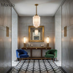 Load image into Gallery viewer, Geotower Glass Large Opal-Glass Skyscraper Pendant – Architectural Art Deco Hanging Light for Dining Room