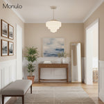 Load image into Gallery viewer, Geotower Glass Art Deco Opal Glass Pendant Light – Elegant Metal Ceiling Mount for Dining Rooms and Living Spaces