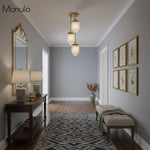 Load image into Gallery viewer, Tierlux Glass Tiered Skyscraper Shade Pendant – Art Deco Ceiling Light for Kitchen Island