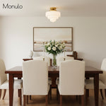 Load image into Gallery viewer, Geotower Glass Opal Art Deco Ceiling Lamp – Elegant Glass Metal Style Modern Ceiling Light for Living Room