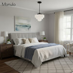 Load image into Gallery viewer, Geotower Glass Art Deco Opal Glass Pendant Light – Elegant Metal Ceiling Mount for Dining Rooms and Living Spaces