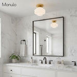 Load image into Gallery viewer, Geotower Glass Deco Globe Flush Mount – Ribbed Glass Ceiling Light for Interior Spaces