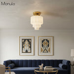 Load image into Gallery viewer, Geotower Glass Multi-layer Ceiling Light – Art Deco Light for Bedroom