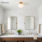 Load image into Gallery viewer, Geotower Glass Deco Globe Flush Mount – Ribbed Glass Ceiling Light for Interior Spaces