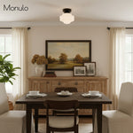 Load image into Gallery viewer, Geotower Glass Deco Globe Flush Mount – Ribbed Glass Ceiling Light for Interior Spaces