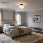 Load image into Gallery viewer, Geotower Glass Deco Globe Flush Mount – Ribbed Glass Ceiling Light for Interior Spaces