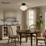 Load image into Gallery viewer, Geotower Glass Deco Globe Flush Mount – Ribbed Glass Ceiling Light for Interior Spaces