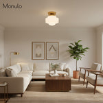 Load image into Gallery viewer, Geotower Glass Deco Globe Flush Mount – Ribbed Glass Ceiling Light for Interior Spaces