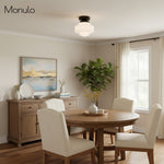 Load image into Gallery viewer, Geotower Glass Deco Globe Flush Mount – Ribbed Glass Ceiling Light for Interior Spaces