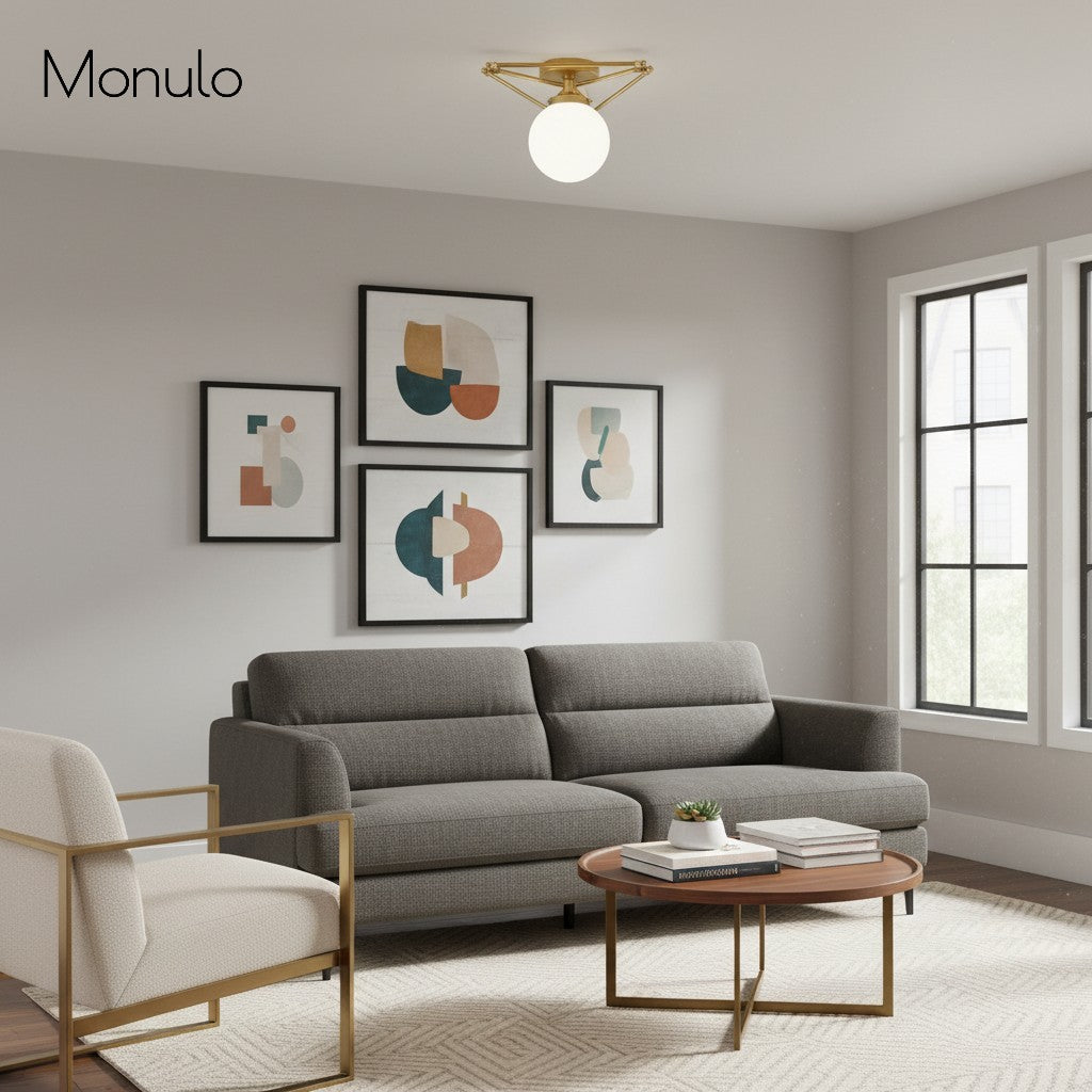Plafonnier géométrique en verre Glorica d'inspiration Art déco – Abat-jour géométrique moderne en verre pour chambre et salon