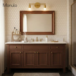 Bild in Gallery-Viewer laden, Mobilux Line Sleek Mehrkopf Badezimmer Wandleuchte – Designer Schminkspiegelwandleuchte mit Glasschirmen