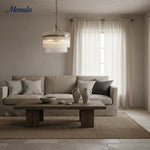 Bild in Gallery-Viewer laden, Verdura schlanke Glasstange 3-Licht-Pendelleuchte – moderner Messing-Kronleuchter für Esszimmer & Wohnzimmer