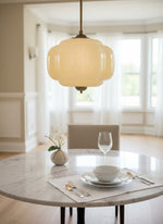 Load image into Gallery viewer, Eloise Scallop Vintage Milk Glass Semi-Flush Mount Pendant Light