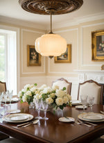 Load image into Gallery viewer, Eloise Scallop Vintage Milk Glass Semi-Flush Mount Pendant Light