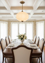 Load image into Gallery viewer, Eloise Scallop Vintage Milk Glass Semi-Flush Mount Pendant Light