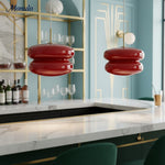 Cargar imagen en el visor de la Galería, Lámpara colgante Coloria Soft-Glow de cristal opalino: una lámpara colgante contemporánea para la sala de estar.