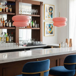 Cargar imagen en el visor de la Galería, Lámpara colgante Coloria Soft-Glow de cristal opalino: una lámpara colgante contemporánea para la sala de estar.