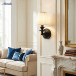 Load image into Gallery viewer, Rowan Drum Shade Wall Sconce – Fabric Sconce Light for Cozy Cottage Lighting