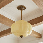 Load image into Gallery viewer, Eloise Scallop Vintage Milk Glass Semi-Flush Mount Pendant Light