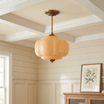 Load image into Gallery viewer, Eloise Scallop Vintage Milk Glass Semi-Flush Mount Pendant Light