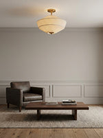 Charger l'image dans la visionneuse de galerie, Plafonnier semi-encastré Elumina Silk avec abat-jour en métal et tissu – Idéal pour le salon et la chambre à coucher