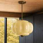 Load image into Gallery viewer, Eloise Scallop Vintage Milk Glass Semi-Flush Mount Pendant Light