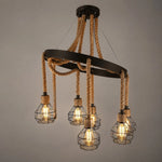 Cargar imagen en el visor de la Galería, Rustic farmhouse rope chandelier
