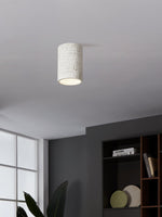 Load image into Gallery viewer, Cylindrical Travertine Lamp - LED Wabi Sabi Ceiling Light for Modern Homes