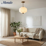 Bild in Gallery-Viewer laden, Eloise Vintage inspiriertes gewelltes Milchglas-Anhänger - modernes Akzentlicht für Küche und Schlafzimmer