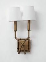 Load image into Gallery viewer, Vintage Fabric Wall Sconce – Double Drum Shade for Bedroom or Hallway