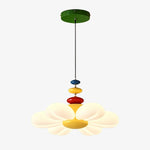 Load image into Gallery viewer, Colorful flower pendant lamp with green canopy and slim cord