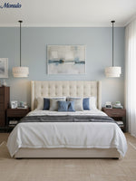 Charger l'image dans la visionneuse de galerie, Suspension Dumora à double tambour en tissu - Plafonnier moderne à abat-jour superposé, idéal pour la salle à manger ou le salon