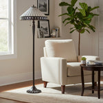 Cargar imagen en el visor de la Galería, Lámpara de pie de cristal artístico TiffStar con pantalla con diseño ornamental: lámpara de pie para salas de estar