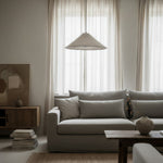 Cargar imagen en el visor de la Galería, Lámpara colgante de lino plisado texturizado Zalen con acabado de tela neutra – Lámpara colgante contemporánea para dormitorio y sala de estar