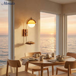 Load image into Gallery viewer, Sunset Glow Modern Wall Sconce with Acrylic Shade and Wood-Texture Base for Bedroom Hallway Living Room