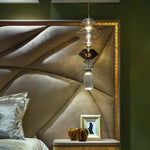 Load image into Gallery viewer, Contemporary Hanging Light - Iron Metal Glass Gold Brown Damp-rated