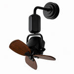Cargar imagen en el visor de la Galería, Adjustable compact fan in black with dark wood grain blades