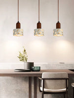 Load image into Gallery viewer, Wabi-sabi Style Water-polished Translucent Stone Retro Pendant Lamp