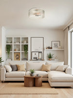 Charger l'image dans la visionneuse de galerie, Plafonnier encastré Bravira élégant en verre strié – Luminaire moderne et discret pour chambre à coucher