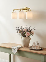 Load image into Gallery viewer, Hanton Modern 3-Light Wall Sconce – Milk Glass Fixture for Bathroom, Hallway, and Living Spaces