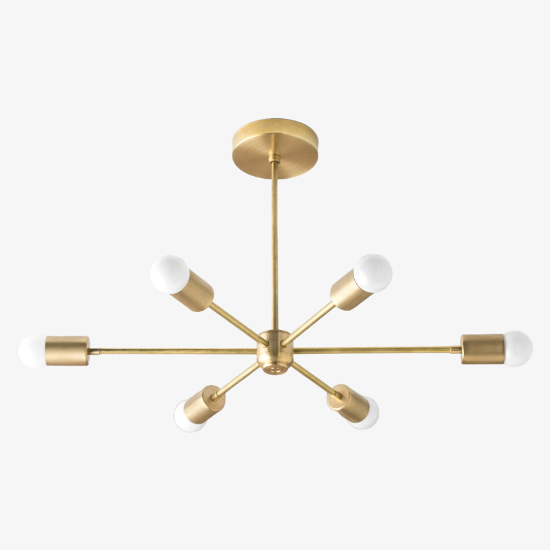 Lustre Mobilux Line Mid-Century Modern - Plafonnier suspendu à 6 têtes