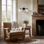 Load image into Gallery viewer, Glorica Glass Modern Wall Sconce – Contemporary 2-Globe Indoor Accent Lamp for Hallway