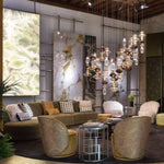 Load image into Gallery viewer, Contemporary Hanging Light - Iron Metal Glass Gold Brown Damp-rated