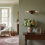 Cargar imagen en el visor de la Galería, Aplique de pared Lumio Globe de cristal transparente – Lámpara de pared moderna de estilo industrial para tocador y pasillo